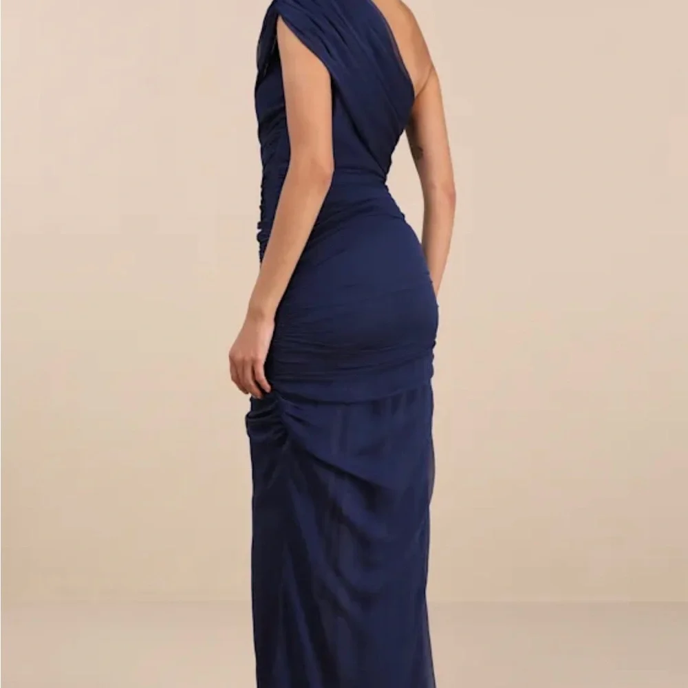 Lulus Navy One-Shoulder Dress - Picture 2 of 5
